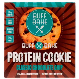 Buff Bake, Протеиновое печенье, классическая шоколадная крошка, 12 штук, 2.82 унции (80 г) каждое