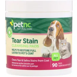 petnc NATURAL CARE, Tear Stain Cleansing Pads, For Cats & Dogs, 90 Pads