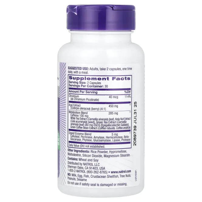 Natrol, AcaiBerry Diet, суперпродукты асаи и зеленый чай, 60 вегетарианских капсул