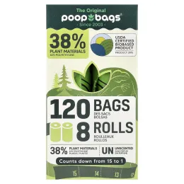 Original Poop Bags, без запаха, 8 рулонов, 15 упаковок в каждой