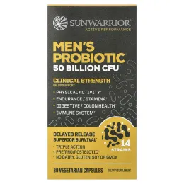 Sunwarrior, пробиотик для мужчин, 30 вегетарианских капсул