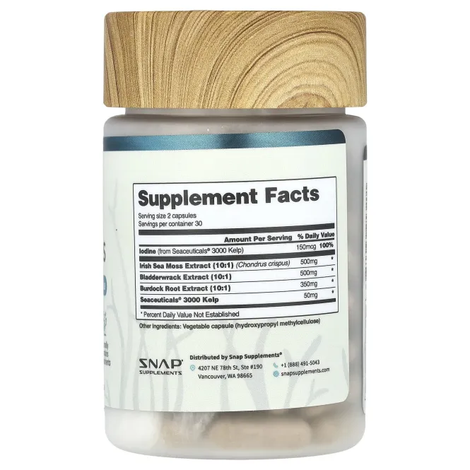 Snap Supplements, Ирландский морской мох`` 60 капсул