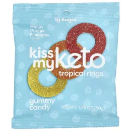 Kiss My Keto, Gummy Candy, тропические кольца, манго, апельсин и ананас, 6 пакетиков по 50 г (1,76 унции)