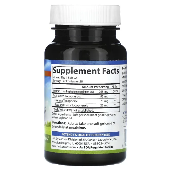 Carlson, E-Gems Plus, 400 МЕ (268 мг), 50 мягких таблеток