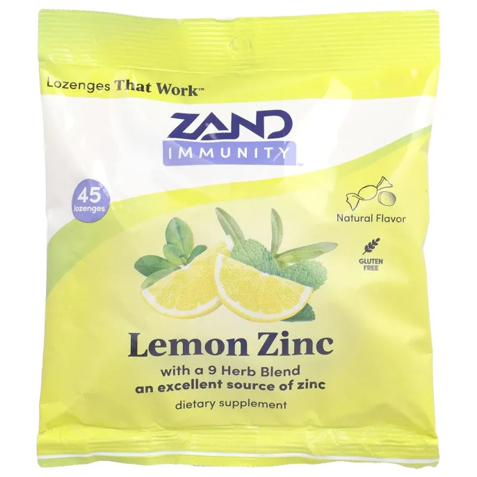 Zand, Immunity, лимон и цинк, натуральный, 45 пастилок