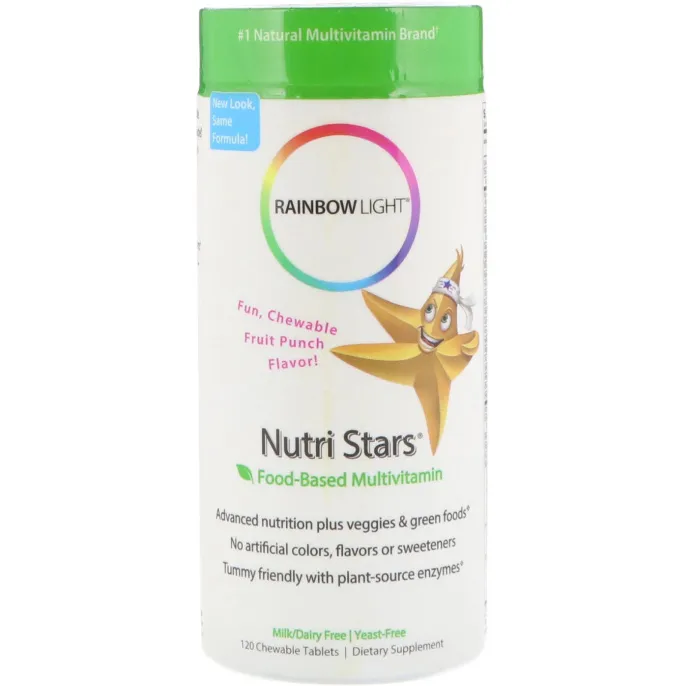 Rainbow Light, Nutri Stars, жевательные мультивитамины, фруктовый вкус, 120 жевательных таблеток