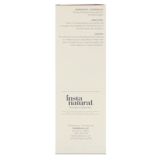 InstaNatural, Complete Organics, масло авокадо, 120 мл (4 жидких унции)