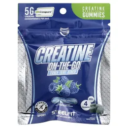SteelFit, Creatine On-The-Go™, жевательные таблетки с моногидратом креатина, со вкусом голубой малины, 12 упаковок по 22 г (0,8 унции)