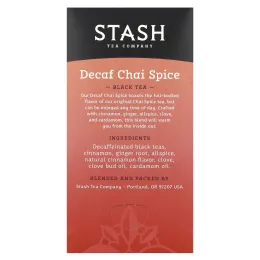 Stash Tea, Black Tea, чай без кофеина со специями, 18 чайных пакетиков, 33 г (1,1 унции)