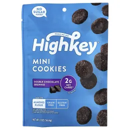 HighKey, Mini Cookies, двойной шоколадный брауни, 56,6 г (2 унции)