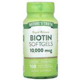 Nature's Truth, Биотин, 10 000 мкг, 100 желатиновых капсул с быстрым высвобождением