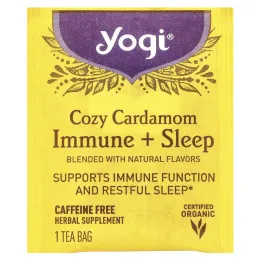 Yogi Tea, Cosy Cardamom Immune + SleepTea, без кофеина, 16 чайных пакетиков, 32 г (1,12 унции)