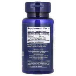 Life Extension, Стандартизованный в Европе экстракт черники, 100 мг, 90 вегетарианских капсул