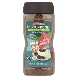 Highground Coffee, органический растворимый кофе, средняя обжарка, без кофеина, 100 г (3,53 унции)