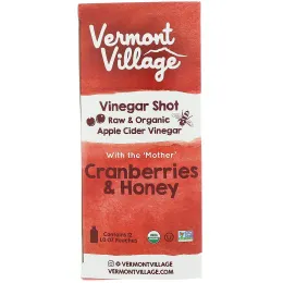 Vermont Village, Organic, Apple Cider Vinegar Shot, Cranberries & Honey, 12 Pack, 1 oz (28 g) Each