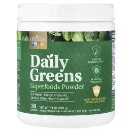 21st Century, Daily Greens, суперфуды в порошке, лимон и лайм, 210 г (7,4 унции)