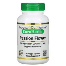 California Gold Nutrition, EuroHerbs, «Пассифлора», 250 мг, 180 растительных капсул