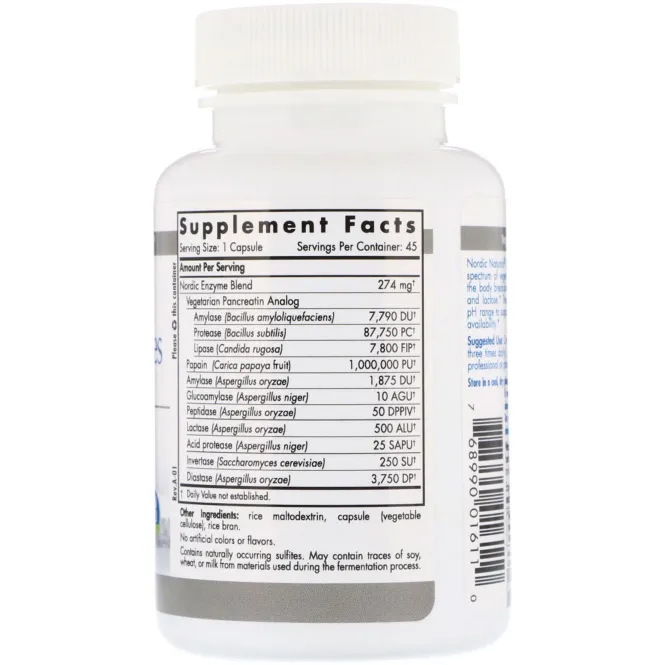 Nordic Naturals, Пищеварительные ферменты, 45 капсул