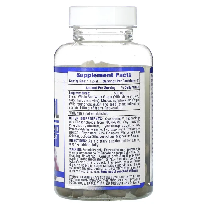 Hi Tech Pharmaceuticals, ресвератрол, 500 мг, 90 таблеток