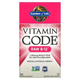 Garden of Life, Витаминный код, Raw B-12, 30 веганских капсул
