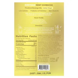 Everydaze, Reset Kombucha, порошковая смесь для напитков, лимонный имбирь, 10 пакетиков по 5 г (0,18 унции)