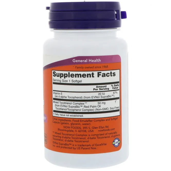 Now Foods, Токотриенолы из красной пальмы, 50 мг, 60 капсул