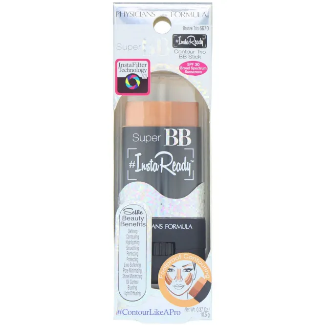 Physicians Formula, Super BB, #InstaReady, контурный трио карандаш BB Stick, фактор защиты SPF 30, бронзовое трио, 0,37 унции (10,5 г)