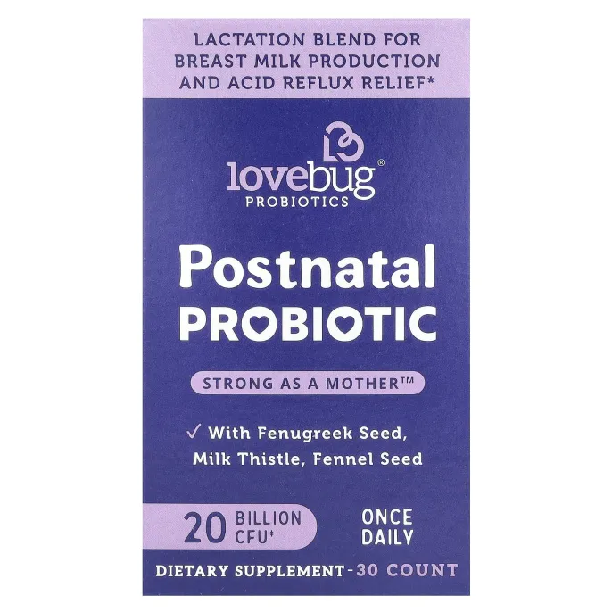 LoveBug Probiotics, пробиотик для послеродового периода, 20 млрд КОЕ, 30 капсул