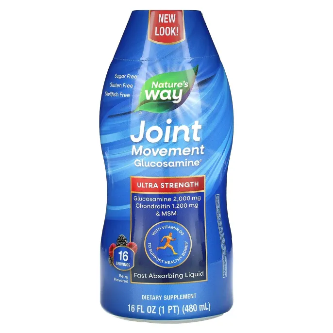 Nature's Way, Joint Movement Glucosamine, глюкозамин для подвижности суставов, натуральный ягодный вкус, 16 жидких унций (480 мл)
