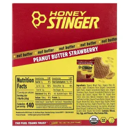 Honey Stinger, Energy, вафли и ореховая паста, арахисовая паста и клубника, 12 вафель по 30 г (1,06 унции)