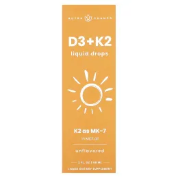 NutraChamps, Жидкие капли D3 + K2, без добавок, 60 мл (2 жидк. унц.)
