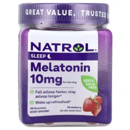 Natrol, Мармеладки, мелатонин, клубника, 10 мг, 90 штук