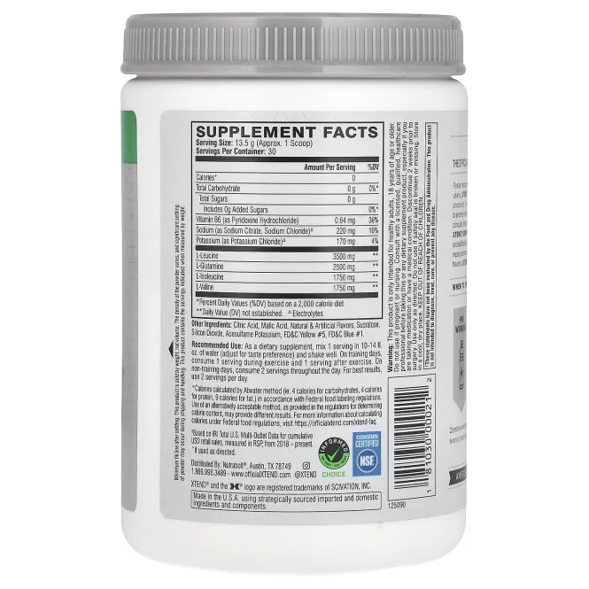 XTEND, The Original 7 г BCAA, со вкусом лимона и лайма, 405 г (14,3 унции)