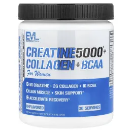 EVLution Nutrition, Creatine5000® с коллагеном и BCAA, для женщин, без добавок, 249 г (8,8 унции)