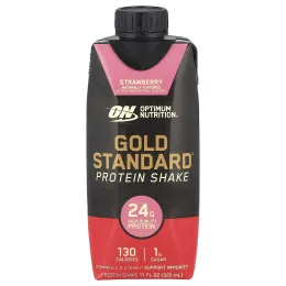 Optimum Nutrition, Протеиновый коктейль Gold Standard®, клубника, 4 коробки по 325 мл (11 жидк. Унций)