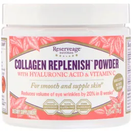ReserveAge Nutrition, Порошок Collagen Replenish с гиалуроновой кислотой и витамином C, 2,75 унц. (78 г)