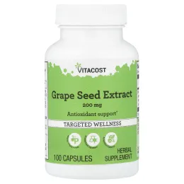 Vitacost, экстракт виноградных косточек, 200 мг, 100 капсул