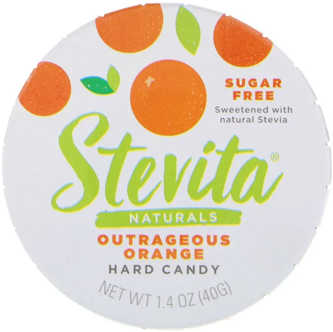 Stevita, Naturals, леденцы без сахара, возмутительный апельсин, 40 г