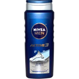 Nivea, Актив 3, Мужской гель для душа 3-в-1, 500 мл (16,9 жидких унций)