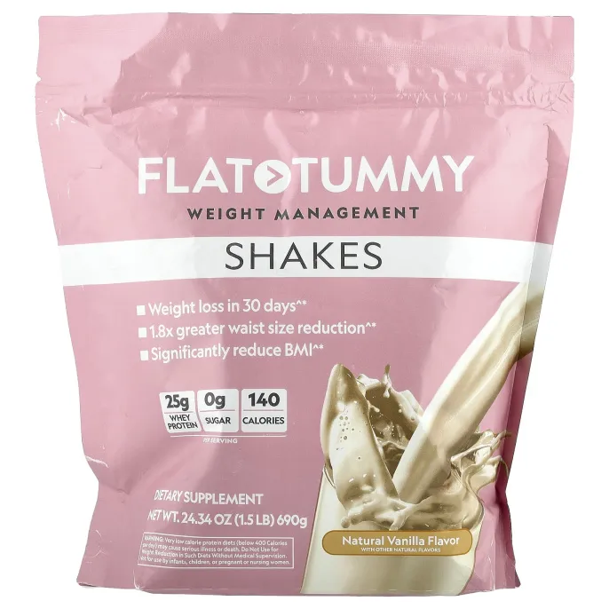Flat Tummy, коктейль, натуральная ваниль, 690 г (1,5 фунта)