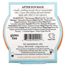 Badger Company, Органика, Бальзам после загара с пижмой и лавандой, 2 унции (56 г)