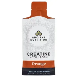 Ancient Nutrition, креатин с коллагеном, апельсин, 15 желатиновых упаковок по 30 мл (1 жидк. унция)