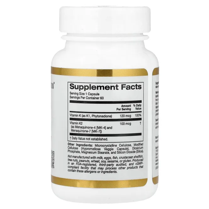 California Gold Nutrition, комплекс витаминов группы K, 60 растительных капсул