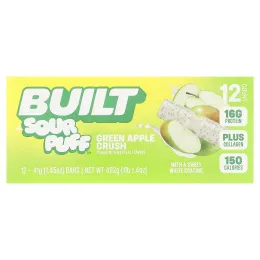Built, Sour Puff™, протеиновые батончики, зеленое яблоко, 12 батончиков по 41 г (1,45 унции)