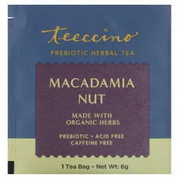 Teeccino, Травяной чай с пребиотиками, орехи макадамия, без кофеина, 10 чайных пакетиков, 60 г (2,12 унции)