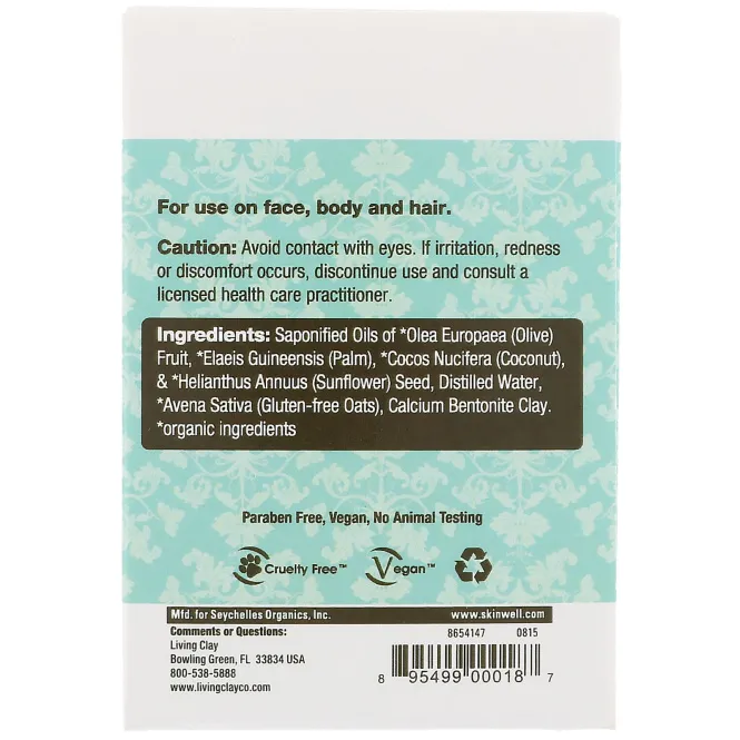 Living Clay, Handmade Bar Soap, Fragrance Free, 4 oz (114 g)