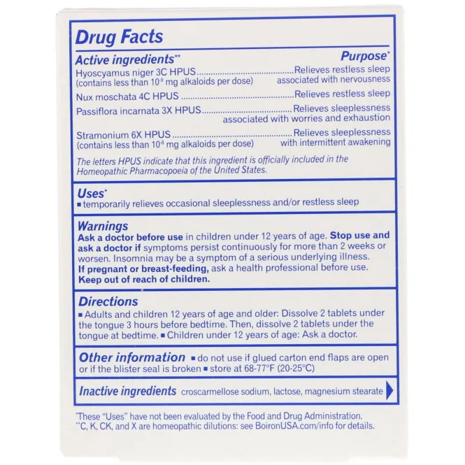 Boiron, Quietude, помощь сну, 60 быстрорастворимых таблеток