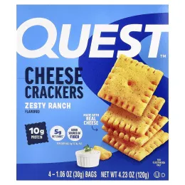 Quest Nutrition, крекеры с сыром, пикантный вкус, 4 пакета по 30 г (1,06 унции)