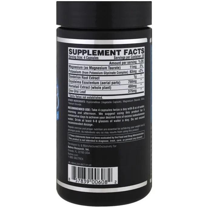 Nutrex Research, Aqualoss, максимальный вывод воды, 80 капсул