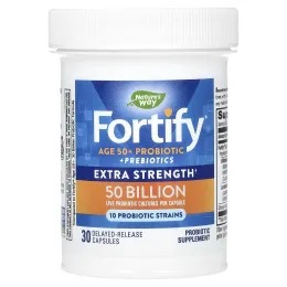Nature's Way, Fortify, пробиотики и пребиотики для людей старше 50 лет, с повышенной силой действия, 50 млрд, 30 капсул с отсроченным высвобождением